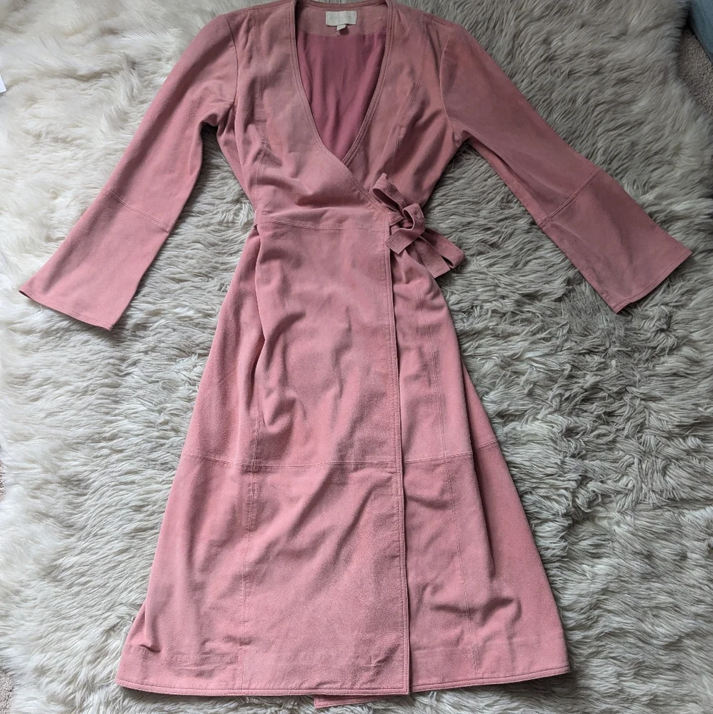 EUC J. Crew Collection Soft Genuine Suede Wrap Dress in Pink